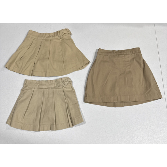Lot of 3 Uniform Skirts/Skort Tan Brown Girls 3T Childrens Place, N & M Uniforms - Picture 1 of 11